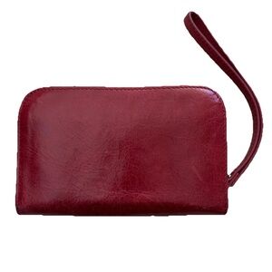 Hobo The Original red Leather zip around Wristlet Wallet NWOT